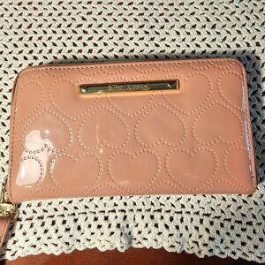 Betsy Johnson pink faux patent leather wristlet\wallet.